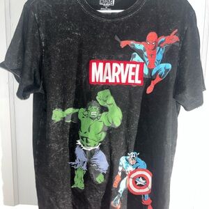 Marvel Black T-Shirt with Superheroes
